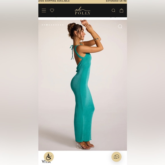 Oh Polly Vita - Textured Jersey Square Neck Cowl Back Maxi Dress in Teal, UK6US2 - Picture 4 of 9